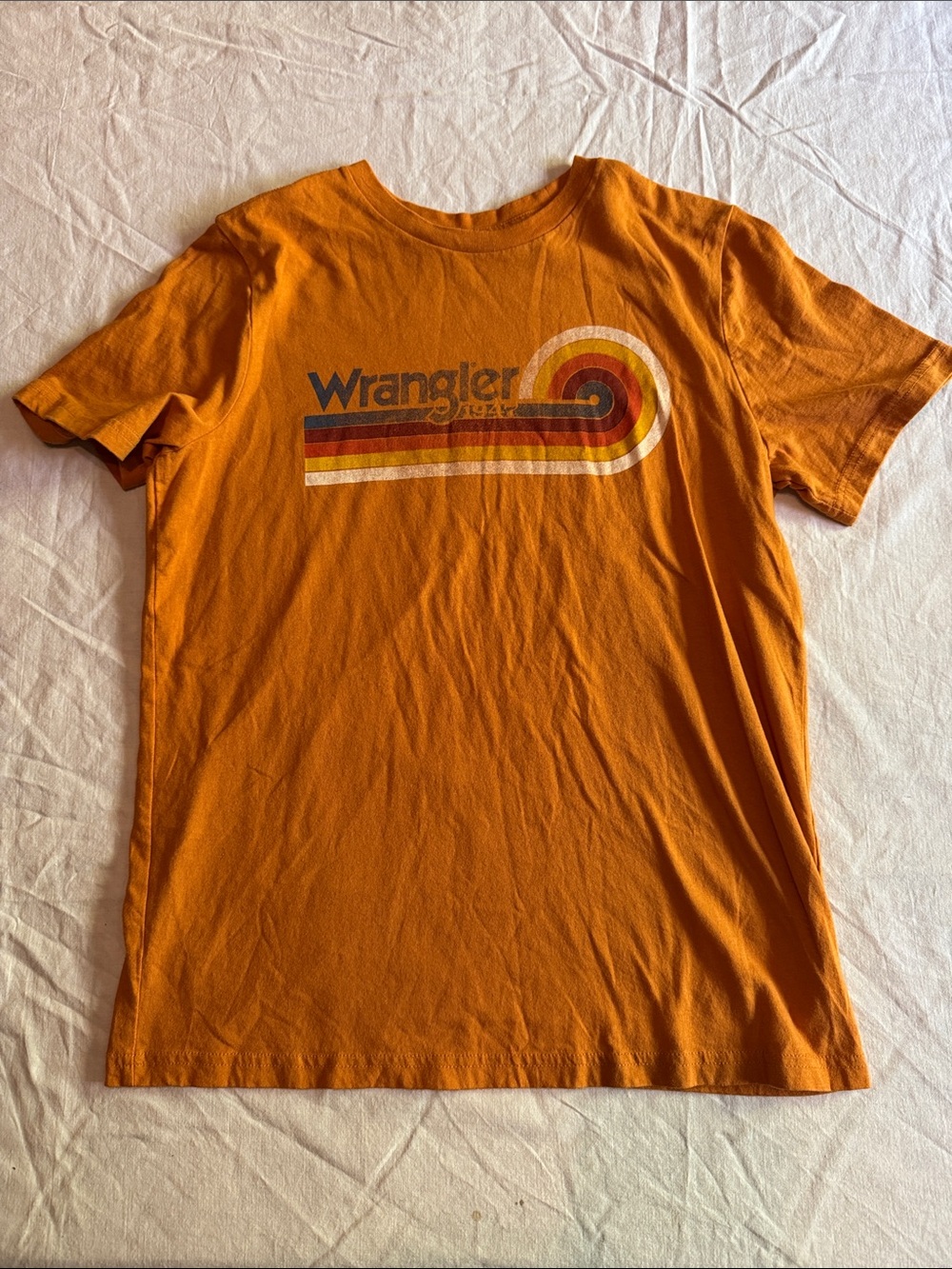 Wrangler Orange Short-Sleeve Vintage Stripe Graphic Tee